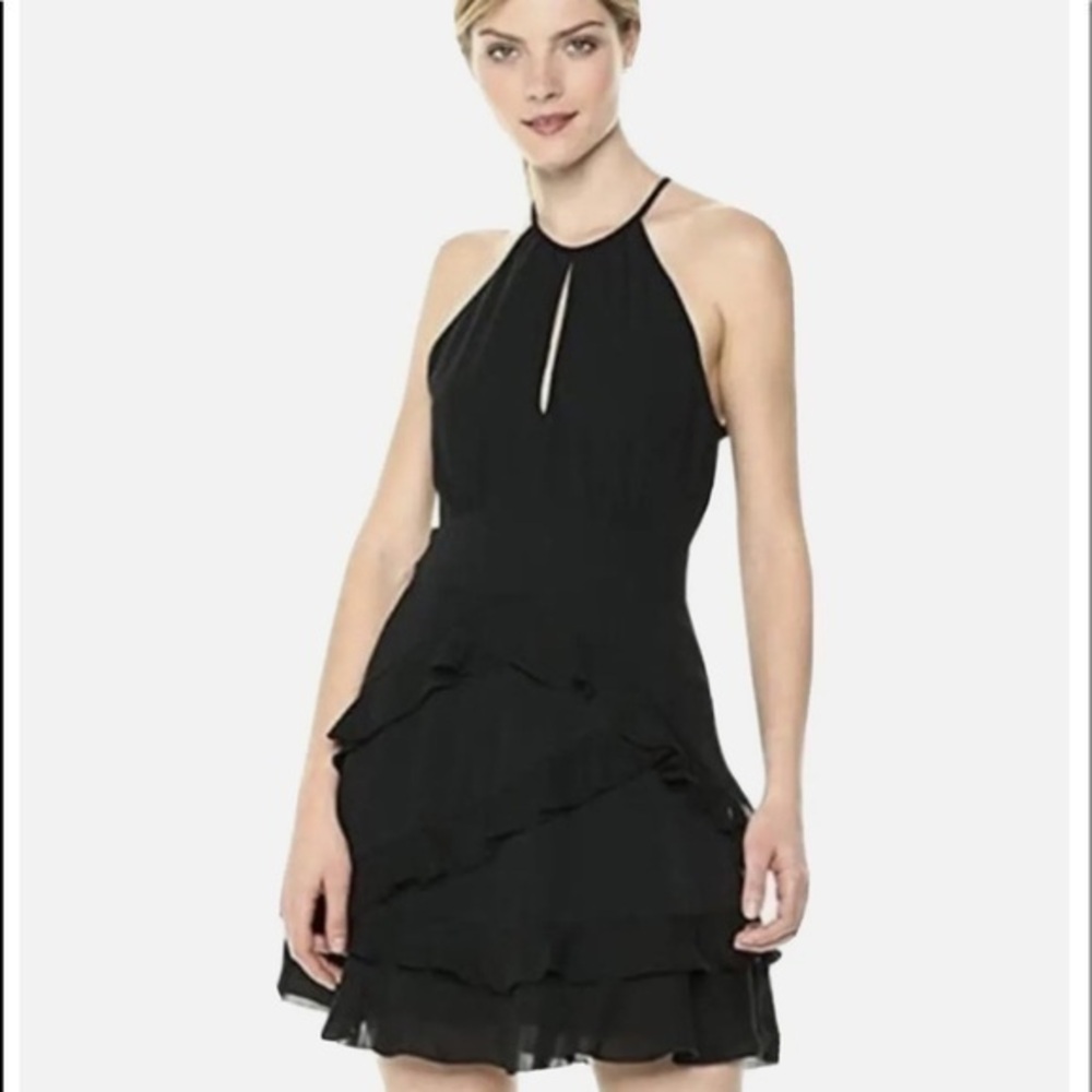 Parker Black Ruffled Halter Mini Dress